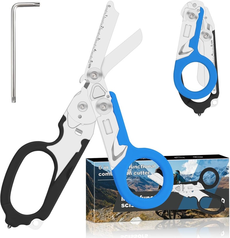 Lemasa 6in1 trauma shears - emergency responders, outdoor emergencies scissor, medical staff, and outdoor camping scissors, ttrauma scissors (blue-black) - Image 1